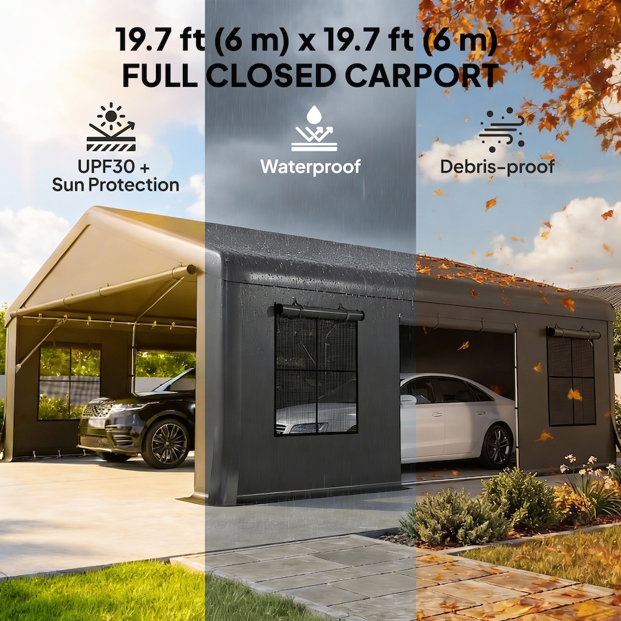 Image 930600_ALTMORE3.jpg, Product 930-600 / Price $759.99, Outsunny 20' x 20' Heavy Duty Carport, Portable Garage with Doors, Windows from Outsunny on TSC.ca's Home & Garden department