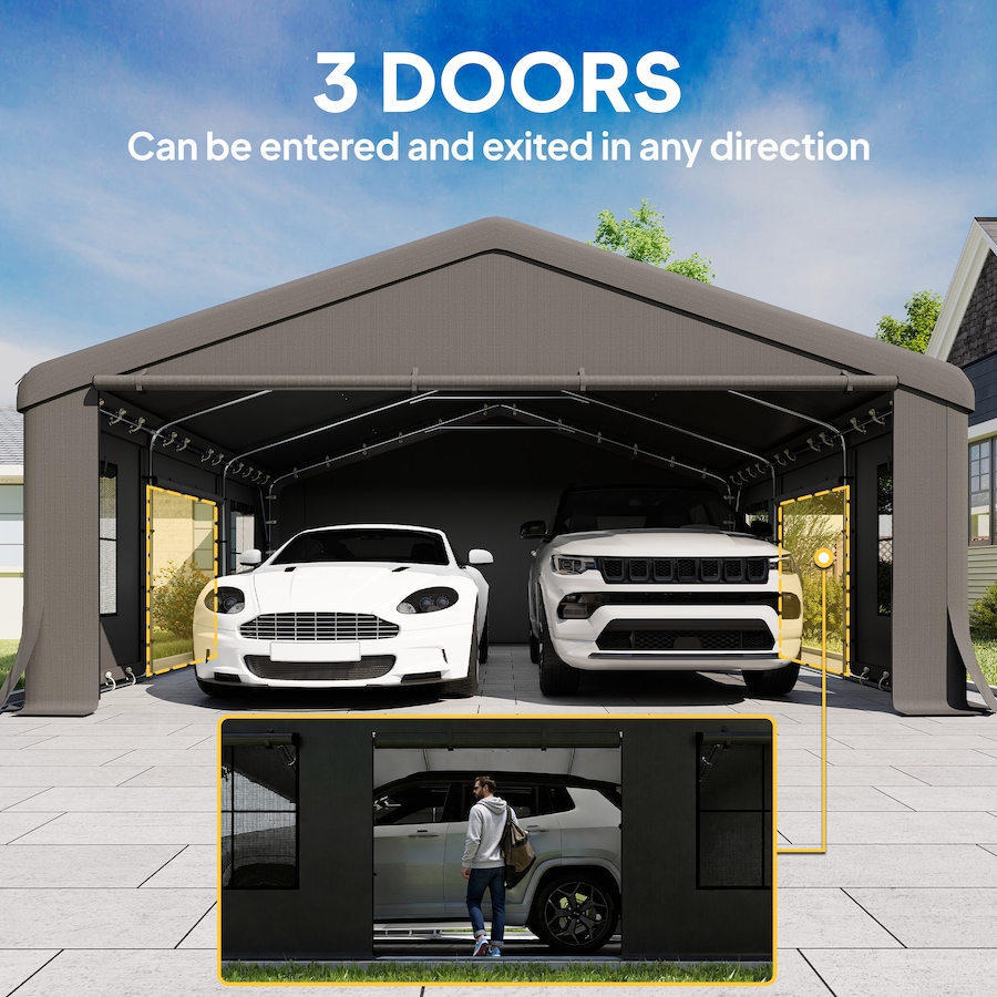 Image 930600_ALTMORE5.jpg, Product 930-600 / Price $759.99, Outsunny 20' x 20' Heavy Duty Carport, Portable Garage with Doors, Windows from Outsunny on TSC.ca's Home & Garden department