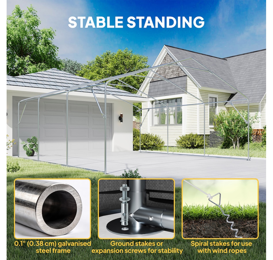 Image 930600_ALTMORE6.jpg, Product 930-600 / Price $729.99, Outsunny 20' x 20' Heavy Duty Carport, Portable Garage with Doors, Windows from Outsunny on TSC.ca's Home & Garden department