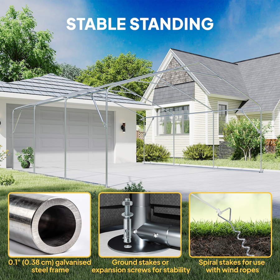 Image 930600_ALTMORE6.jpg, Product 930-600 / Price $759.99, Outsunny 20' x 20' Heavy Duty Carport, Portable Garage with Doors, Windows from Outsunny on TSC.ca's Home & Garden department