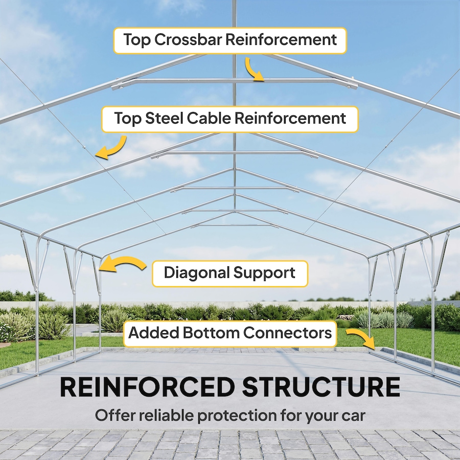 Image 930600_ALTMORE7.jpg, Product 930-600 / Price $759.99, Outsunny 20' x 20' Heavy Duty Carport, Portable Garage with Doors, Windows from Outsunny on TSC.ca's Home & Garden department