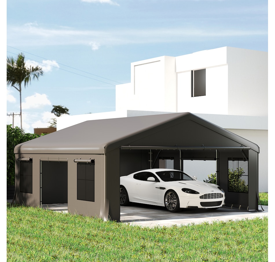 Image 930600_ALTMORE8.jpg, Product 930-600 / Price $729.99, Outsunny 20' x 20' Heavy Duty Carport, Portable Garage with Doors, Windows from Outsunny on TSC.ca's Home & Garden department