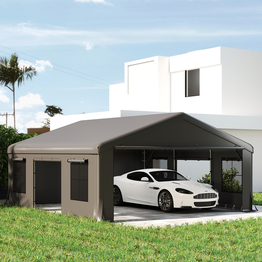 Image 930600_ALTMORE8.jpg, Product 930-600 / Price $759.99, Outsunny 20' x 20' Heavy Duty Carport, Portable Garage with Doors, Windows from Outsunny on TSC.ca's Home & Garden department