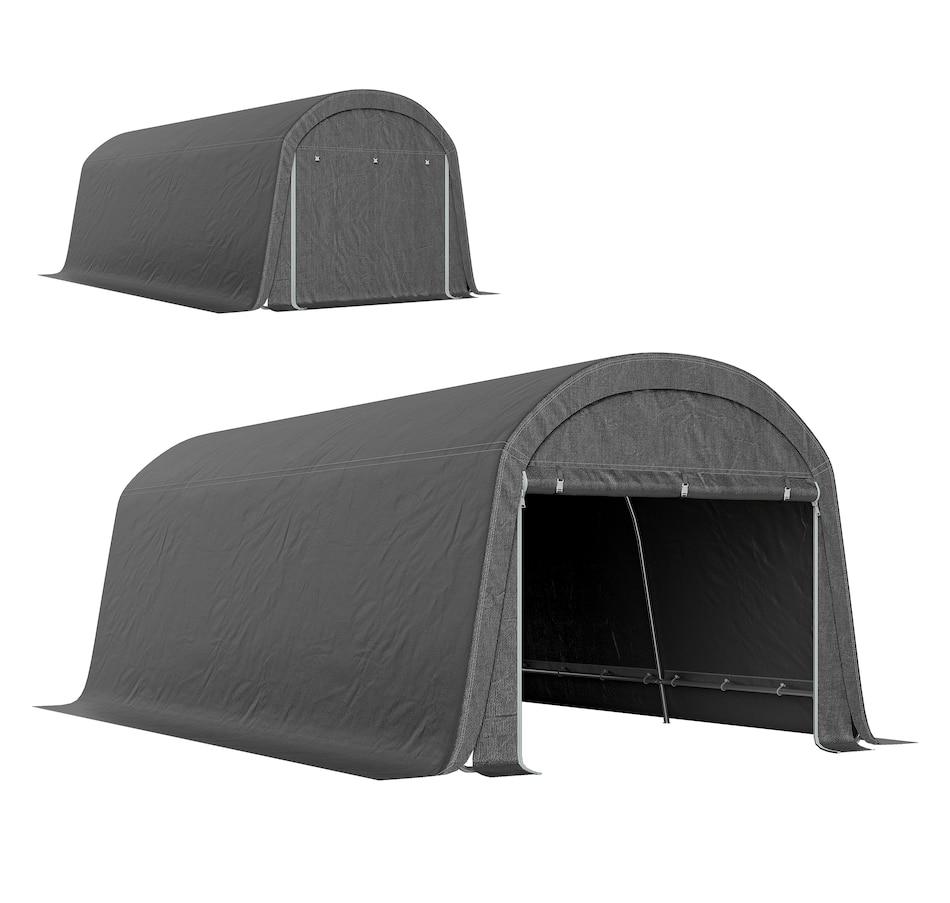 Image 930601.jpg, Product 930-601 / Price $409.99, Outsunny 10' x 20' Portable Shed, Bike Tent with Roll-up Zipper Door, Dark Grey from Outsunny on TSC.ca's Home & Garden department