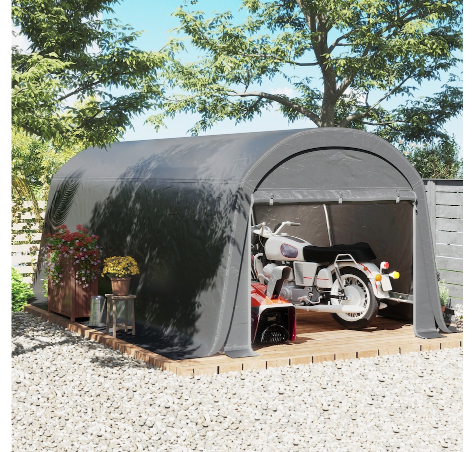 Image 930601_ALTMORE1.jpg, Product 930-601 / Price $409.99, Outsunny 10' x 20' Portable Shed, Bike Tent with Roll-up Zipper Door, Dark Grey from Outsunny on TSC.ca's Home & Garden department
