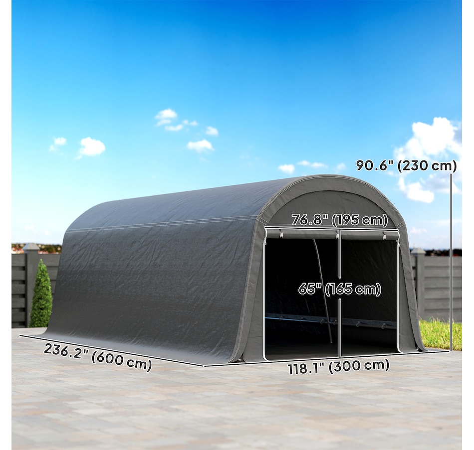 Image 930601_ALTMORE2.jpg, Product 930-601 / Price $409.99, Outsunny 10' x 20' Portable Shed, Bike Tent with Roll-up Zipper Door, Dark Grey from Outsunny on TSC.ca's Home & Garden department