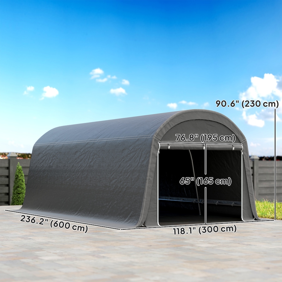 Image 930601_ALTMORE2.jpg, Product 930-601 / Price $387.99, Outsunny 10' x 20' Portable Shed, Bike Tent with Roll-up Zipper Door, Dark Grey from Outsunny on TSC.ca's Home & Garden department