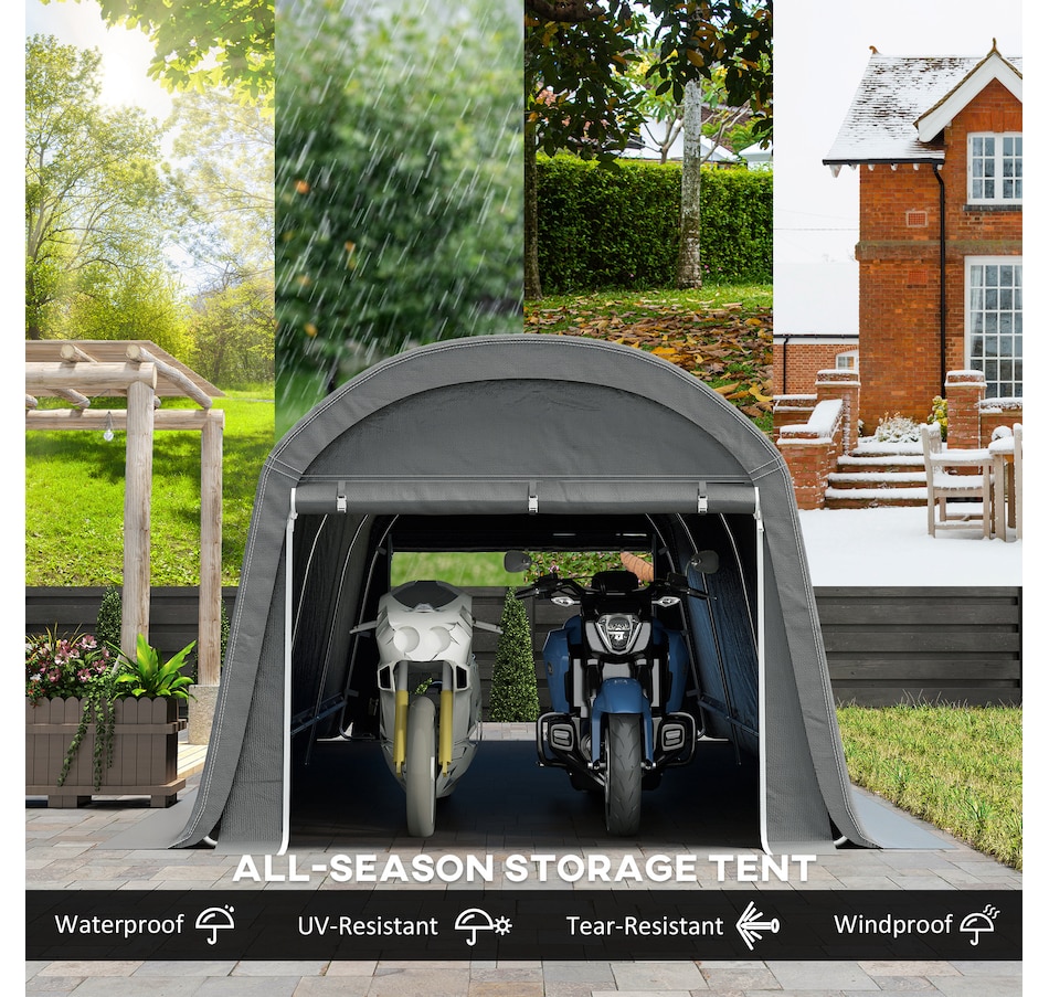 Image 930601_ALTMORE3.jpg, Product 930-601 / Price $409.99, Outsunny 10' x 20' Portable Shed, Bike Tent with Roll-up Zipper Door, Dark Grey from Outsunny on TSC.ca's Home & Garden department