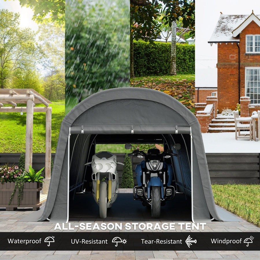 Image 930601_ALTMORE3.jpg, Product 930-601 / Price $387.99, Outsunny 10' x 20' Portable Shed, Bike Tent with Roll-up Zipper Door, Dark Grey from Outsunny on TSC.ca's Home & Garden department