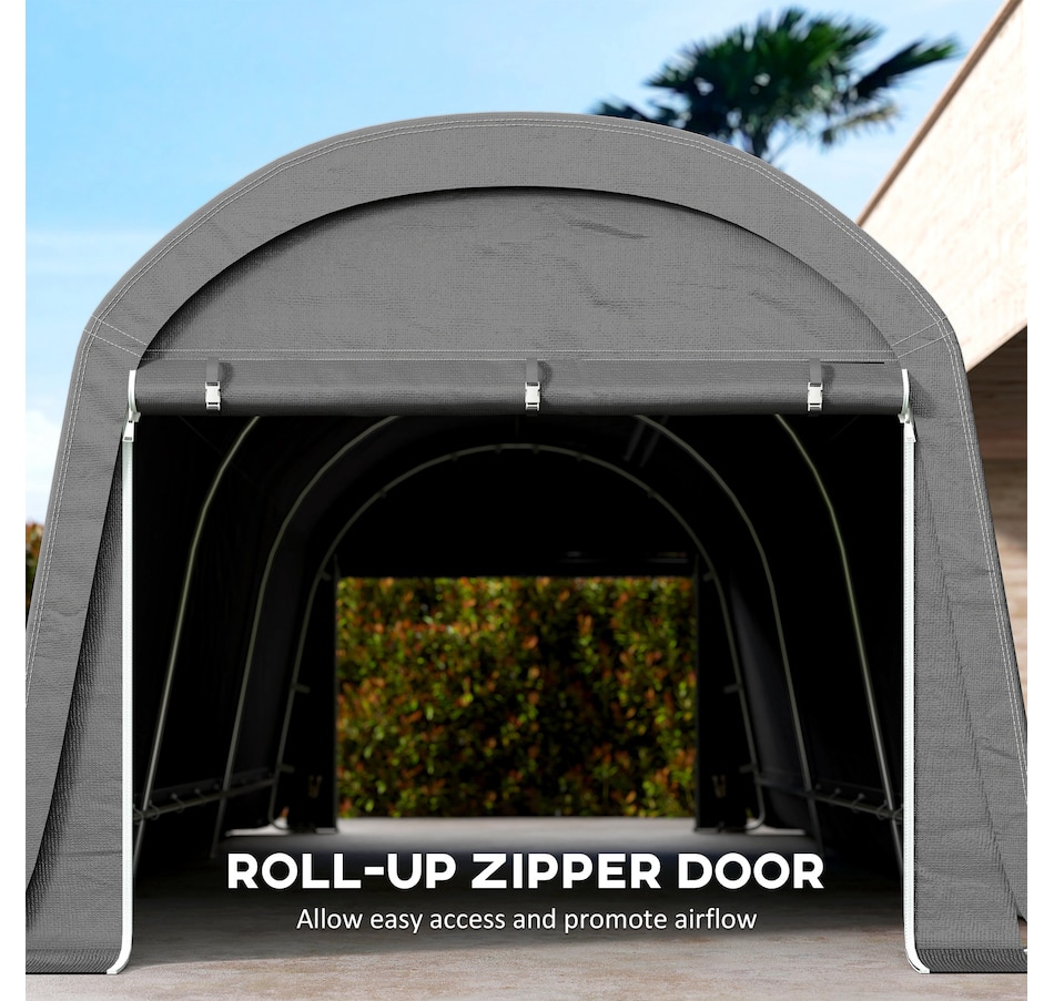 Image 930601_ALTMORE5.jpg, Product 930-601 / Price $409.99, Outsunny 10' x 20' Portable Shed, Bike Tent with Roll-up Zipper Door, Dark Grey from Outsunny on TSC.ca's Home & Garden department