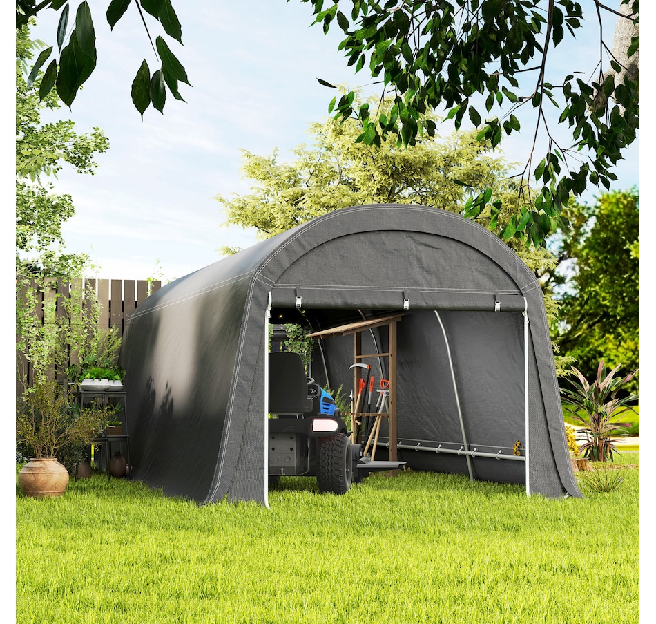 Image 930601_ALTMORE6.jpg, Product 930-601 / Price $409.99, Outsunny 10' x 20' Portable Shed, Bike Tent with Roll-up Zipper Door, Dark Grey from Outsunny on TSC.ca's Home & Garden department