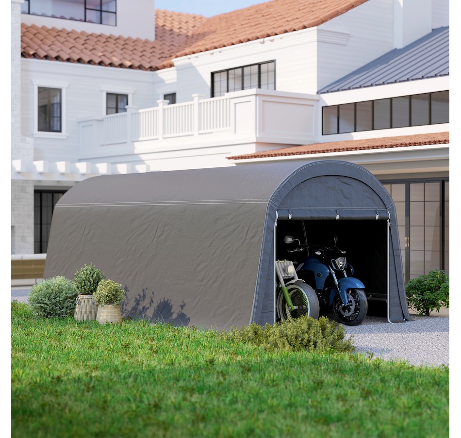 Image 930601_ALTMORE7.jpg, Product 930-601 / Price $409.99, Outsunny 10' x 20' Portable Shed, Bike Tent with Roll-up Zipper Door, Dark Grey from Outsunny on TSC.ca's Home & Garden department