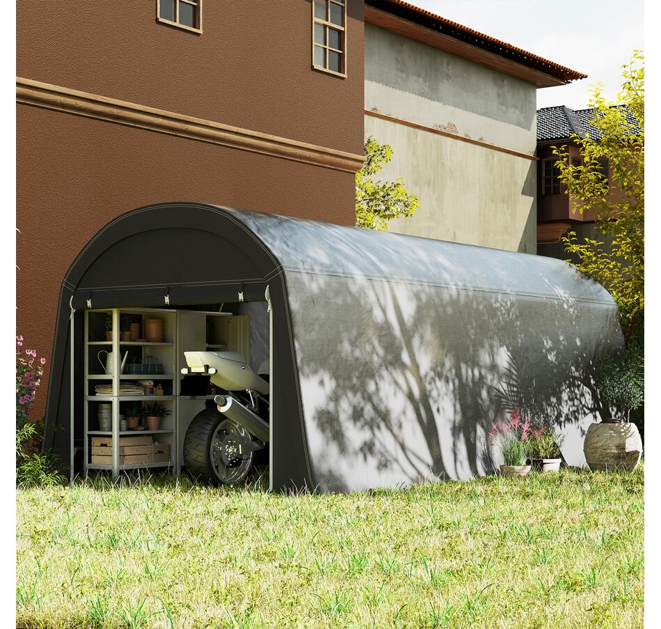 Image 930601_ALTMORE8.jpg, Product 930-601 / Price $409.99, Outsunny 10' x 20' Portable Shed, Bike Tent with Roll-up Zipper Door, Dark Grey from Outsunny on TSC.ca's Home & Garden department