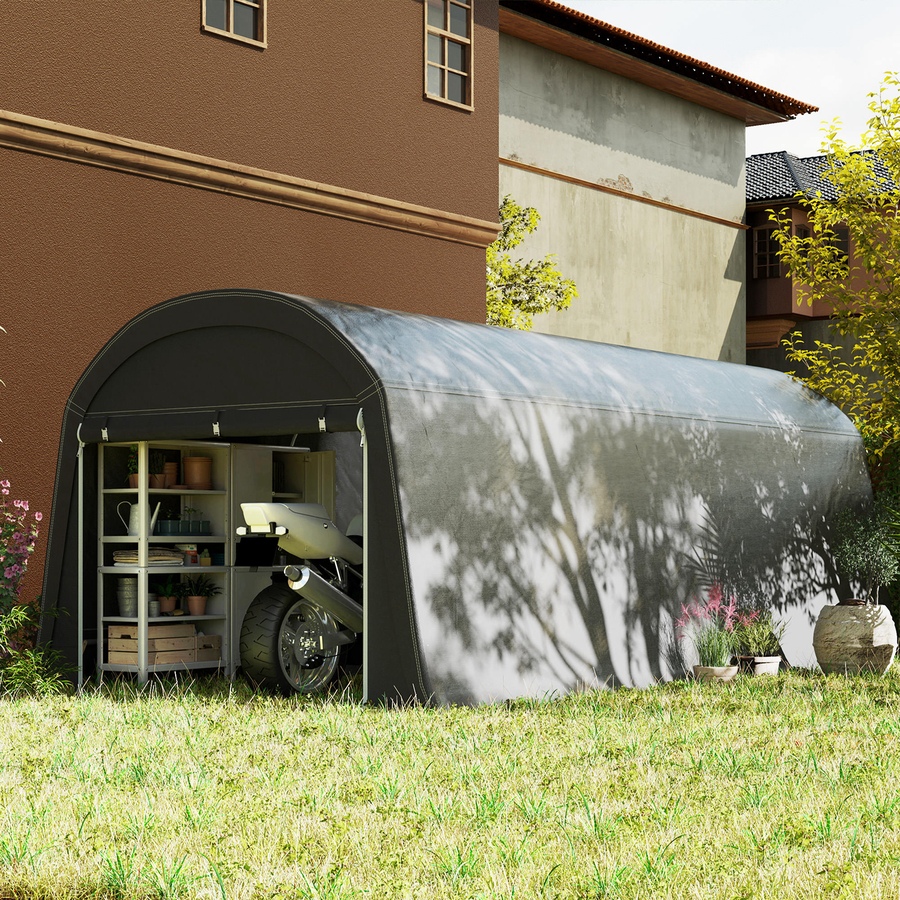 Image 930601_ALTMORE8.jpg, Product 930-601 / Price $387.99, Outsunny 10' x 20' Portable Shed, Bike Tent with Roll-up Zipper Door, Dark Grey from Outsunny on TSC.ca's Home & Garden department