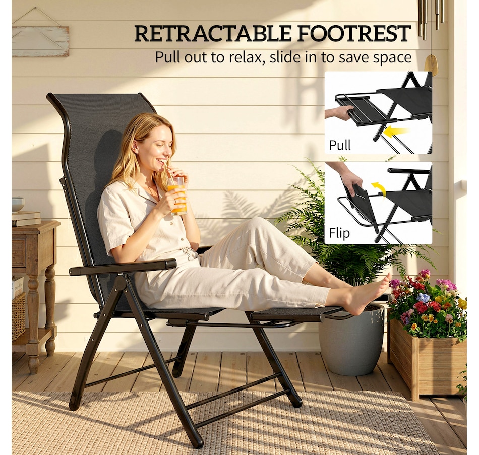 Image 930602_ALTMORE13.jpg, Product 930-602 / Price $179.99, Outsunny Folding Patio Chairs, Outdoor Recliner with Footrest from Outsunny on TSC.ca's Home & Garden department