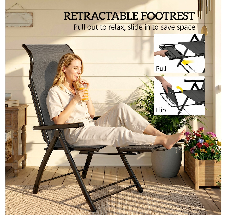 Image 930602_ALTMORE4.jpg, Product 930-602 / Price $179.99, Outsunny Folding Patio Chairs, Outdoor Recliner with Footrest from Outsunny on TSC.ca's Home & Garden department