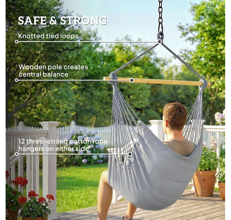 Image 930605_ALTMORE13.jpg, Product 930-605 / Price $34.99 - $37.99, Outsunny Hammock Chair, Swing Hanging Macrame Chair from Outsunny on TSC.ca's Home & Garden department