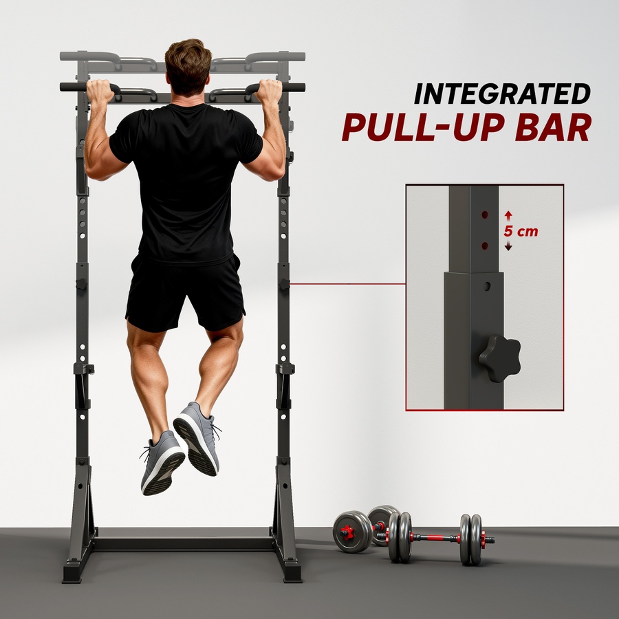 Image 930613_ALTMORE5.jpg, Product 930-613 / Price $169.99, Soozier Adjustable Squat Rack, Multi-Function Bench Press, Black from Soozier on TSC.ca's Health & Fitness department