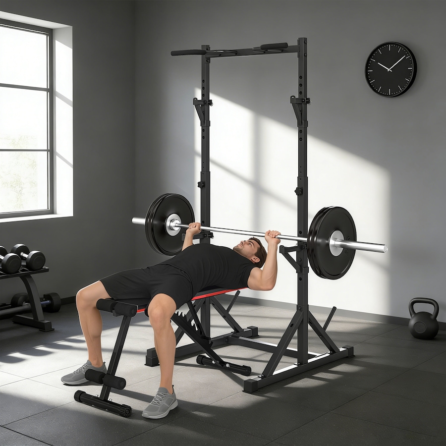 Image 930613_ALTMORE8.jpg, Product 930-613 / Price $169.99, Soozier Adjustable Squat Rack, Multi-Function Bench Press, Black from Soozier on TSC.ca's Health & Fitness department