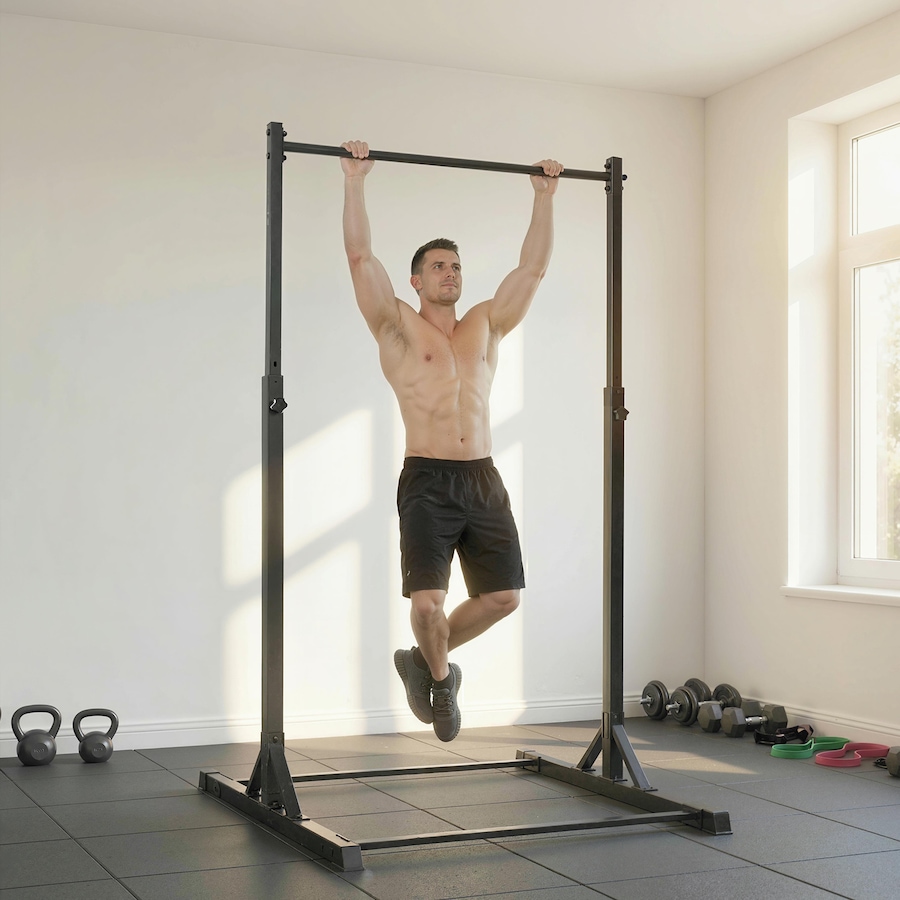 Image 930614_ALTMORE8.jpg, Product 930-614 / Price $139.99, Soozier Portable Pull Up Station, Height Adjustable Pull Up Bar, Black from Soozier on TSC.ca's Health & Fitness department