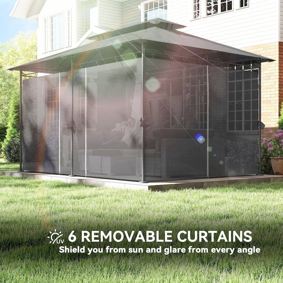 Image 930621_ALTMORE5.jpg, Product 930-621 / Price $267.99, Outsunny 10 x 13 ft Double Roof Patio Gazebo with Curtains,Grey from Outsunny on TSC.ca's Home & Garden department