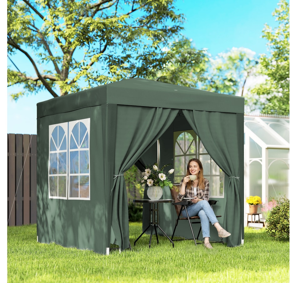 Image 930624_ALTMORE1.jpg, Product 930-624 / Price $109.99, Outsunny 6.6'x6.6' Pop Up Canopy Tent for Outdoor, Garden, Patio Dark Green from Outsunny on TSC.ca's Home & Garden department