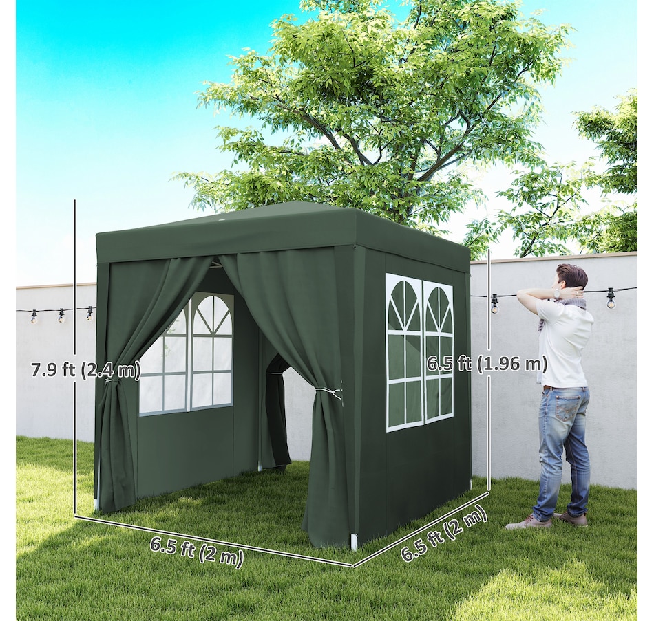 Image 930624_ALTMORE2.jpg, Product 930-624 / Price $109.99, Outsunny 6.6'x6.6' Pop Up Canopy Tent for Outdoor, Garden, Patio Dark Green from Outsunny on TSC.ca's Home & Garden department
