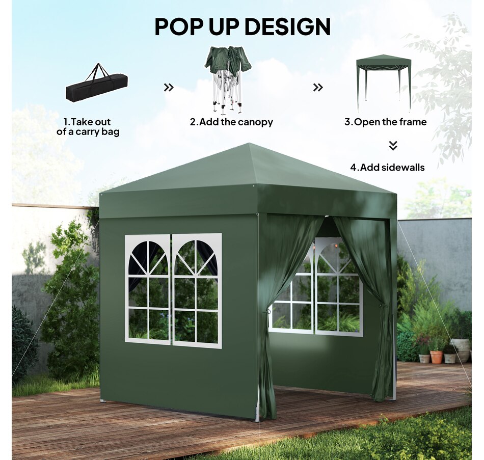 Image 930624_ALTMORE3.jpg, Product 930-624 / Price $109.99, Outsunny 6.6'x6.6' Pop Up Canopy Tent for Outdoor, Garden, Patio Dark Green from Outsunny on TSC.ca's Home & Garden department