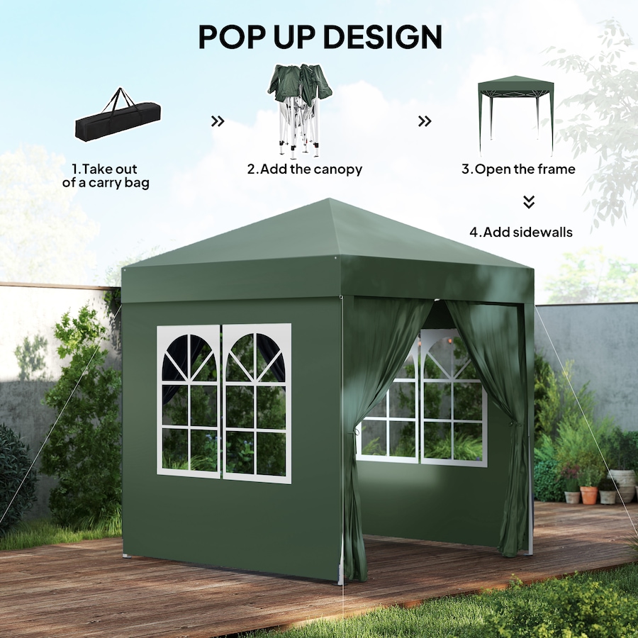 Image 930624_ALTMORE3.jpg, Product 930-624 / Price $123.99, Outsunny 6.6'x6.6' Pop Up Canopy Tent for Outdoor, Garden, Patio Dark Green from Outsunny on TSC.ca's Home & Garden department