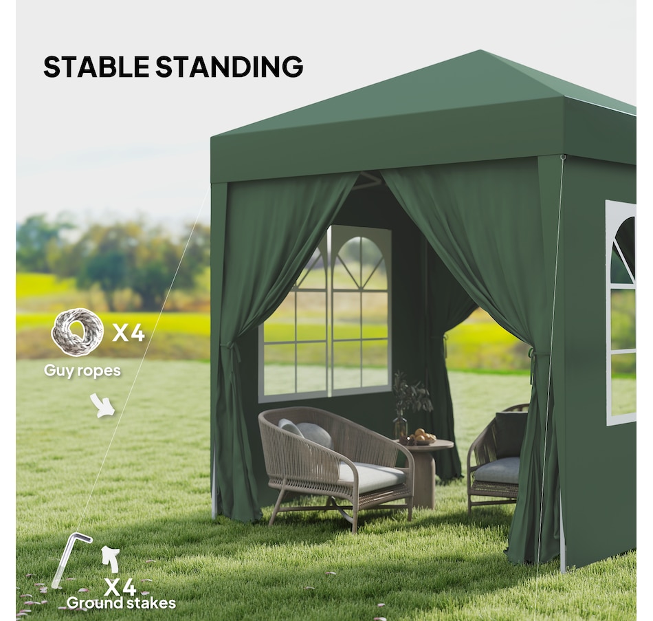 Image 930624_ALTMORE5.jpg, Product 930-624 / Price $109.99, Outsunny 6.6'x6.6' Pop Up Canopy Tent for Outdoor, Garden, Patio Dark Green from Outsunny on TSC.ca's Home & Garden department