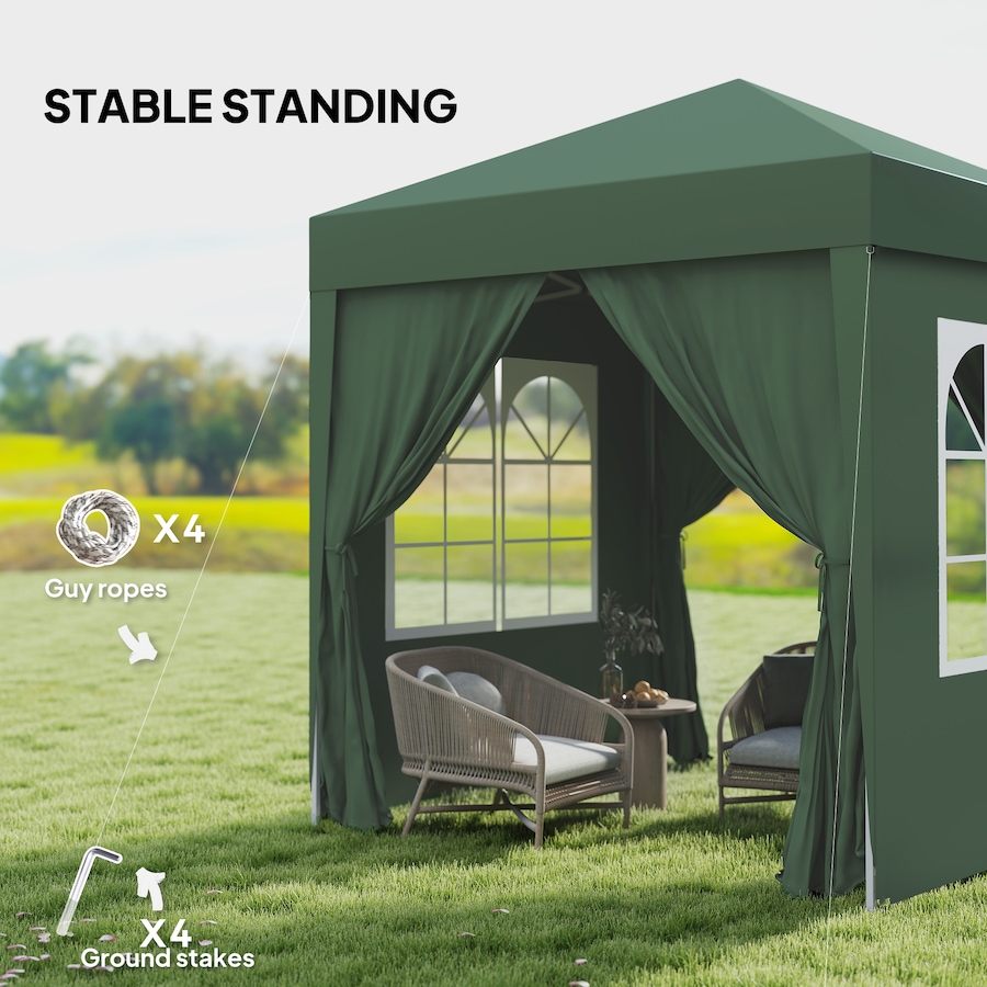 Image 930624_ALTMORE5.jpg, Product 930-624 / Price $123.99, Outsunny 6.6'x6.6' Pop Up Canopy Tent for Outdoor, Garden, Patio Dark Green from Outsunny on TSC.ca's Home & Garden department
