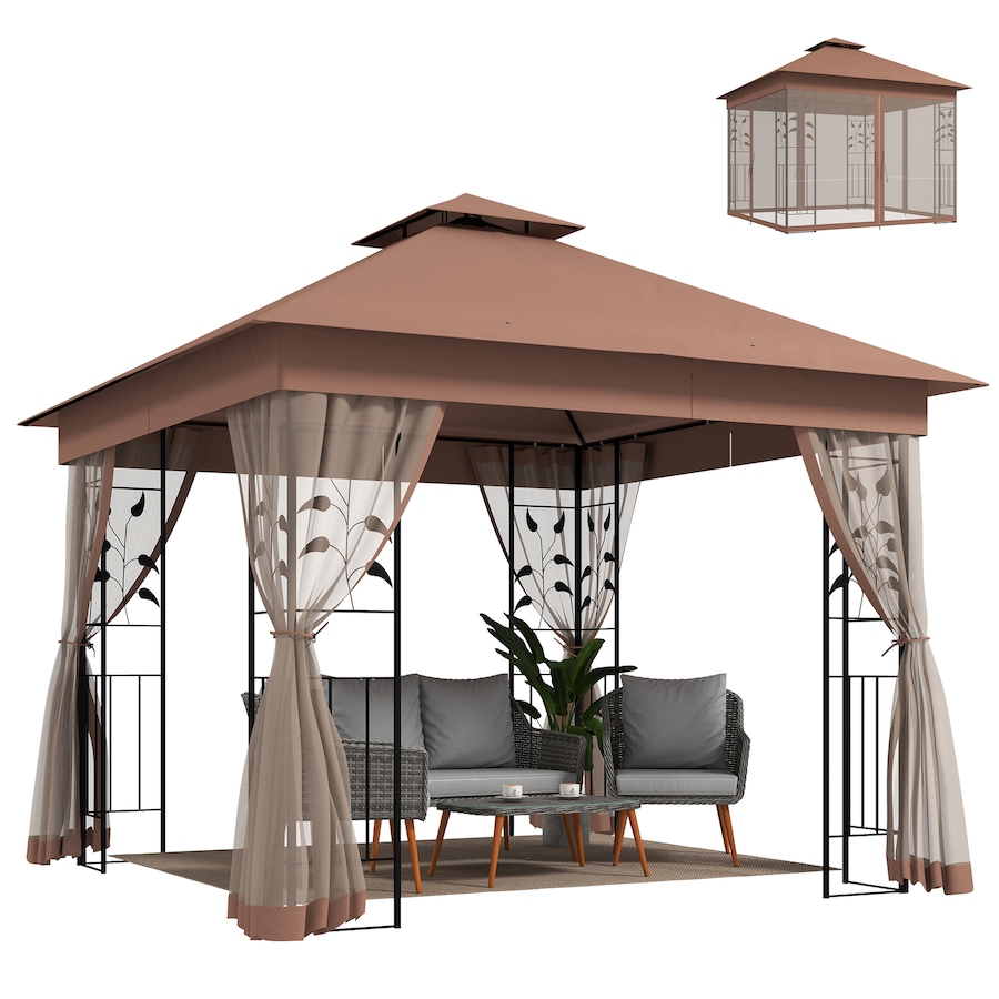 Image 930628.jpg, Product 930-628 / Price $324.99, Outsunny 10' x 10' Patio Gazebo, Outdoor Gazebo Canopy, Dark Brown from Outsunny on TSC.ca's Home & Garden department