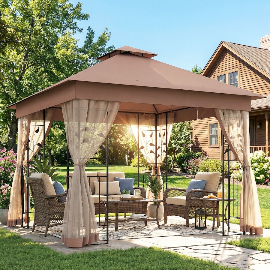 Image 930628_ALTMORE1.jpg, Product 930-628 / Price $324.99, Outsunny 10' x 10' Patio Gazebo, Outdoor Gazebo Canopy, Dark Brown from Outsunny on TSC.ca's Home & Garden department