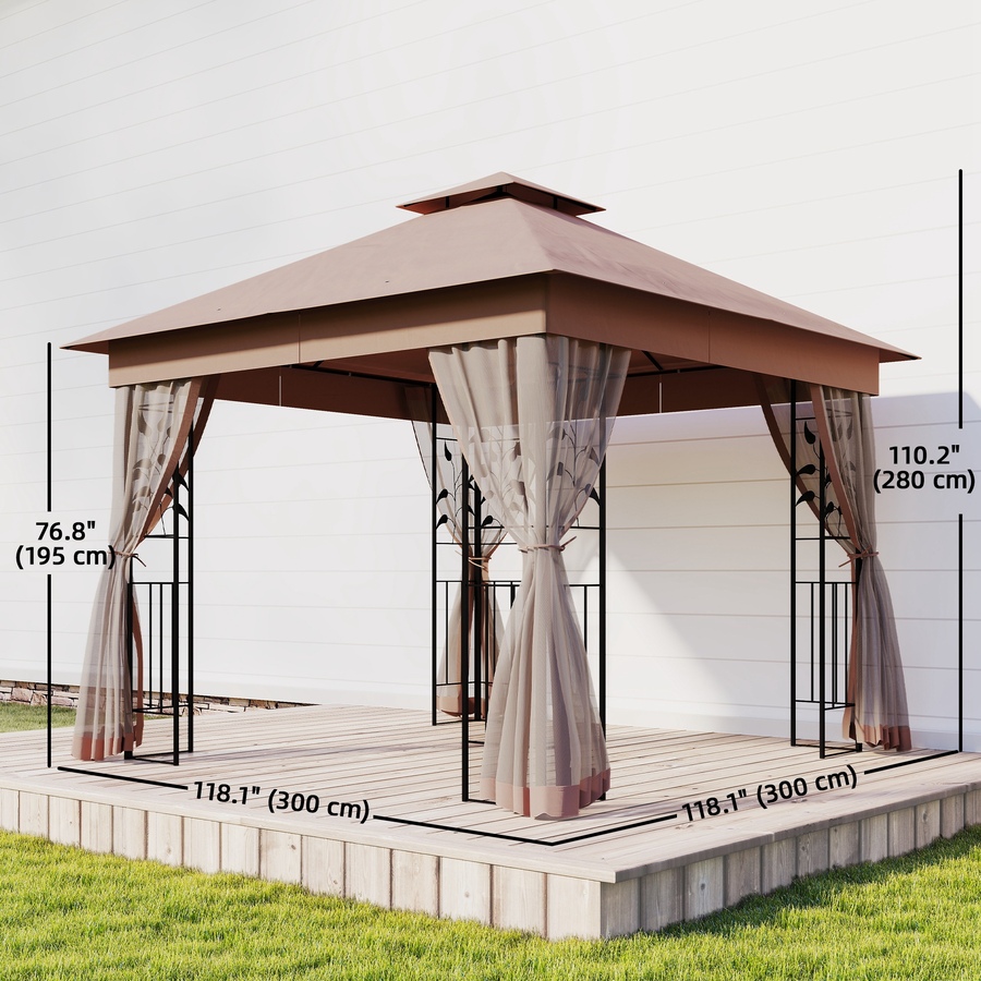 Image 930628_ALTMORE2.jpg, Product 930-628 / Price $324.99, Outsunny 10' x 10' Patio Gazebo, Outdoor Gazebo Canopy, Dark Brown from Outsunny on TSC.ca's Home & Garden department