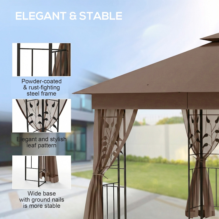 Image 930628_ALTMORE4.jpg, Product 930-628 / Price $324.99, Outsunny 10' x 10' Patio Gazebo, Outdoor Gazebo Canopy, Dark Brown from Outsunny on TSC.ca's Home & Garden department
