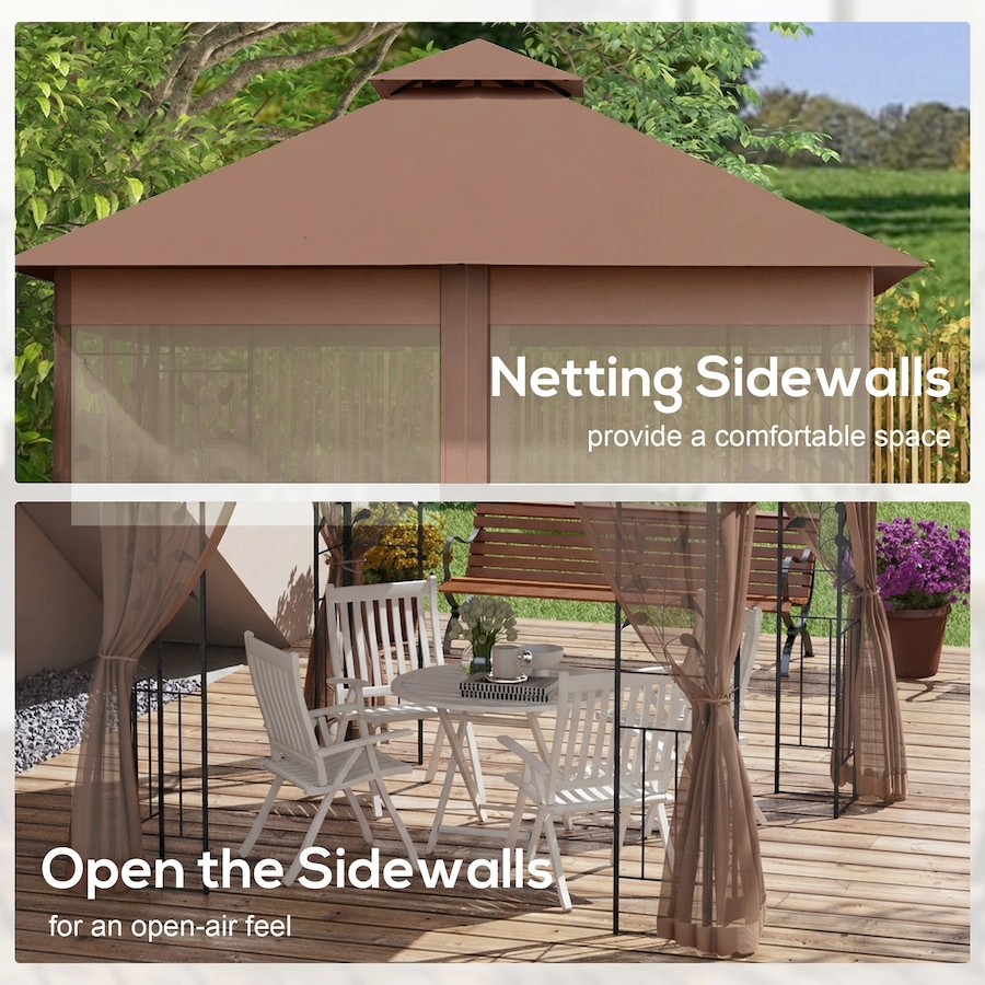 Image 930628_ALTMORE5.jpg, Product 930-628 / Price $324.99, Outsunny 10' x 10' Patio Gazebo, Outdoor Gazebo Canopy, Dark Brown from Outsunny on TSC.ca's Home & Garden department