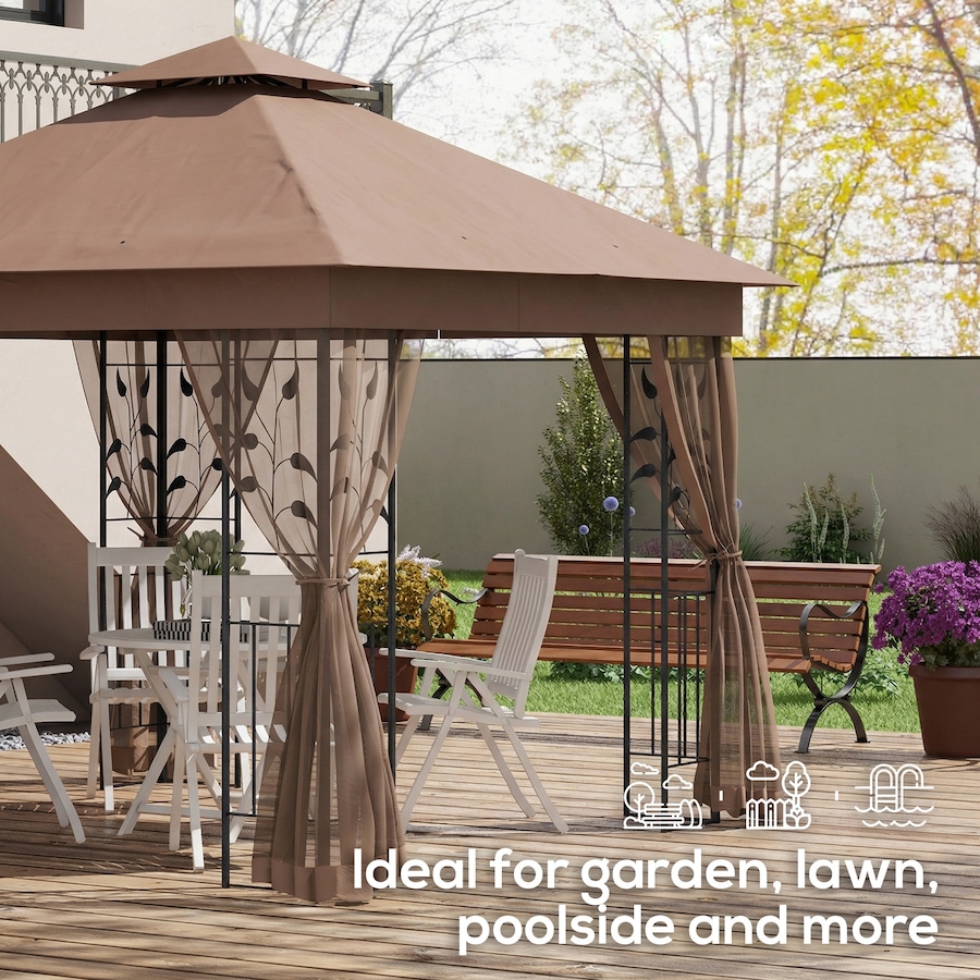 Image 930628_ALTMORE6.jpg, Product 930-628 / Price $324.99, Outsunny 10' x 10' Patio Gazebo, Outdoor Gazebo Canopy, Dark Brown from Outsunny on TSC.ca's Home & Garden department