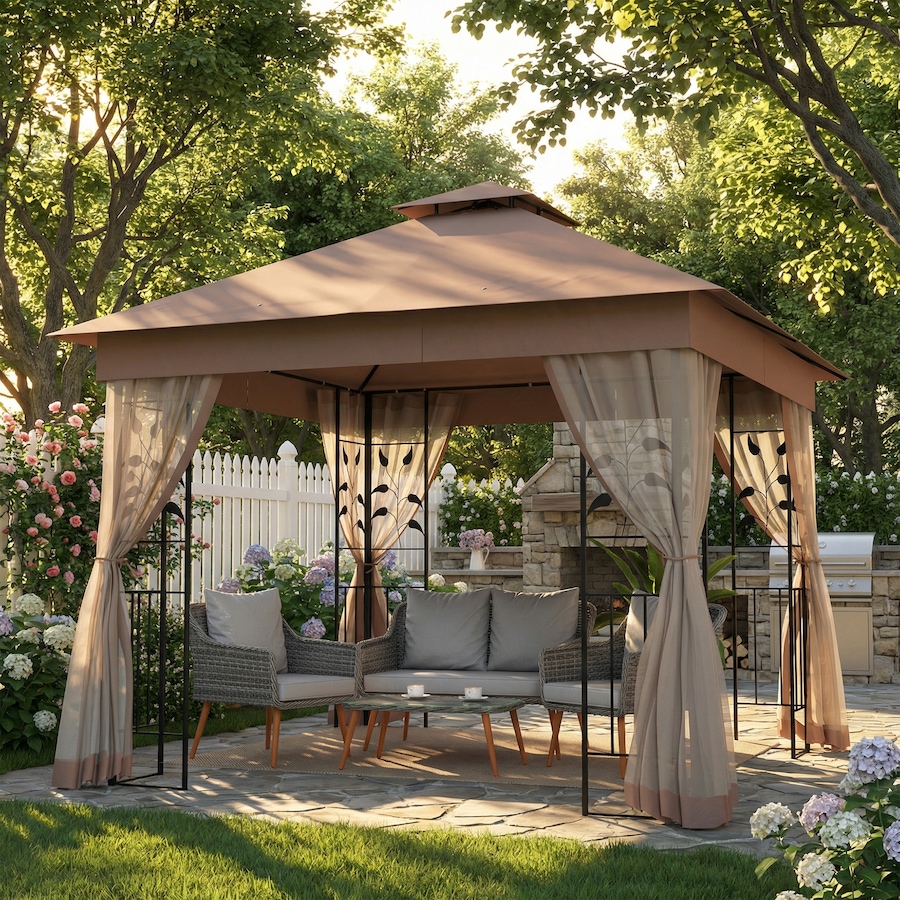 Image 930628_ALTMORE7.jpg, Product 930-628 / Price $324.99, Outsunny 10' x 10' Patio Gazebo, Outdoor Gazebo Canopy, Dark Brown from Outsunny on TSC.ca's Home & Garden department