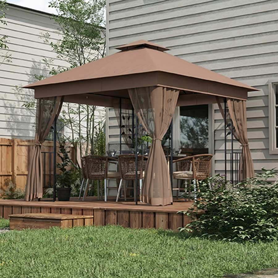 Image 930628_ALTMORE8.jpg, Product 930-628 / Price $324.99, Outsunny 10' x 10' Patio Gazebo, Outdoor Gazebo Canopy, Dark Brown from Outsunny on TSC.ca's Home & Garden department