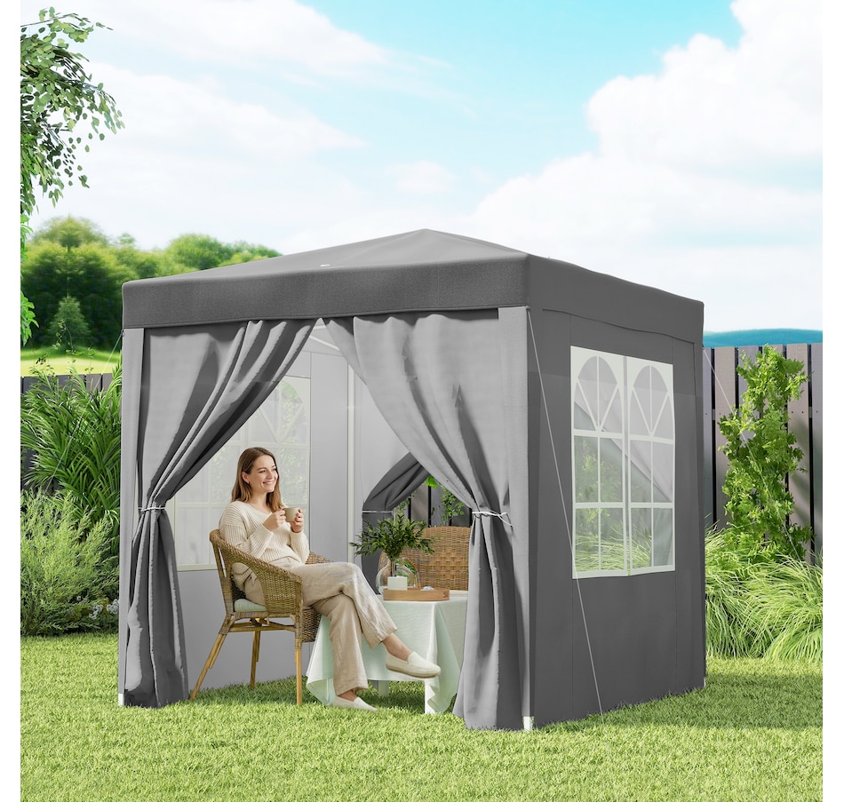 Image 930634_ALTMORE8.jpg, Product 930-634 / Price $124.99, Outsunny 6.6'x6.6' Pop Up Canopy Tent for Outdoor, Garden, Patio, Grey from Outsunny on TSC.ca's Home & Garden department
