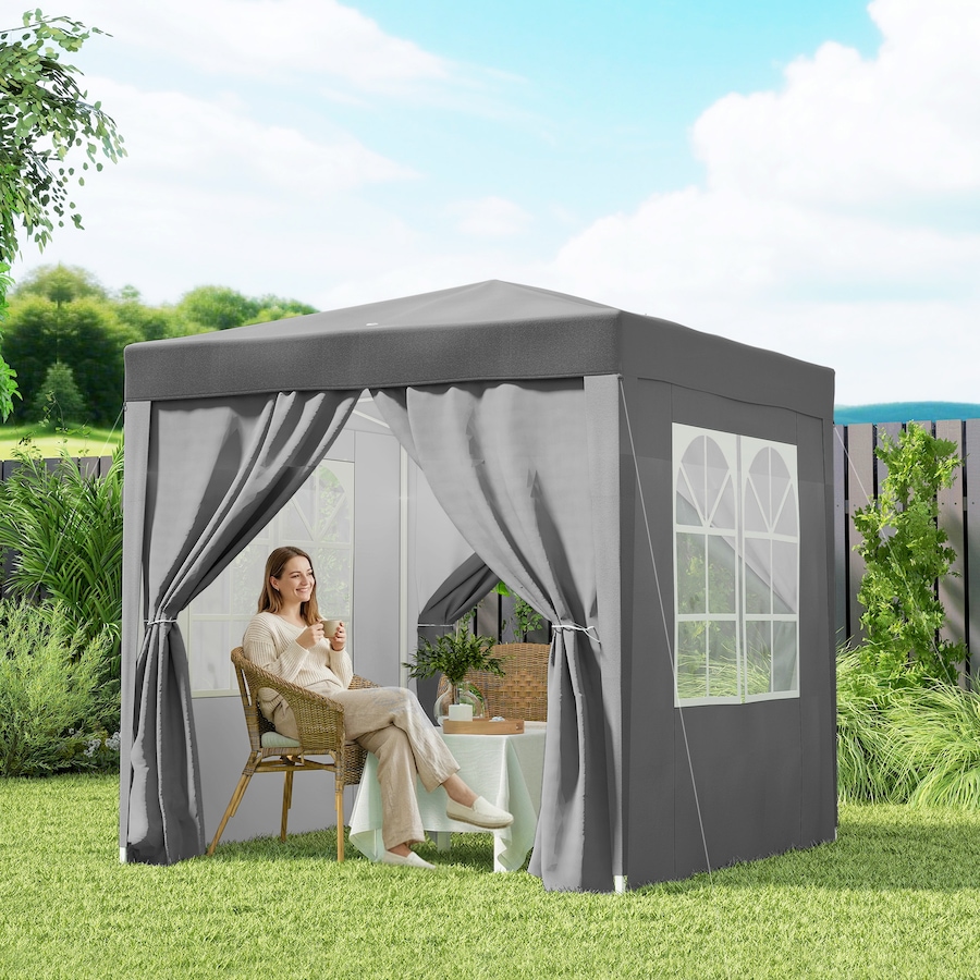 Image 930634_ALTMORE8.jpg, Product 930-634 / Price $129.99, Outsunny 6.6'x6.6' Pop Up Canopy Tent for Outdoor, Garden, Patio, Grey from Outsunny on TSC.ca's Home & Garden department