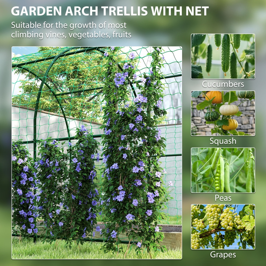 Image 930636_ALTMORE3.jpg, Product 930-636 / Price $125.99, Outsunny Garden Arch Trellis, 7.1FT Tall Cucumber Trellis with Net from Outsunny on TSC.ca's Home & Garden department