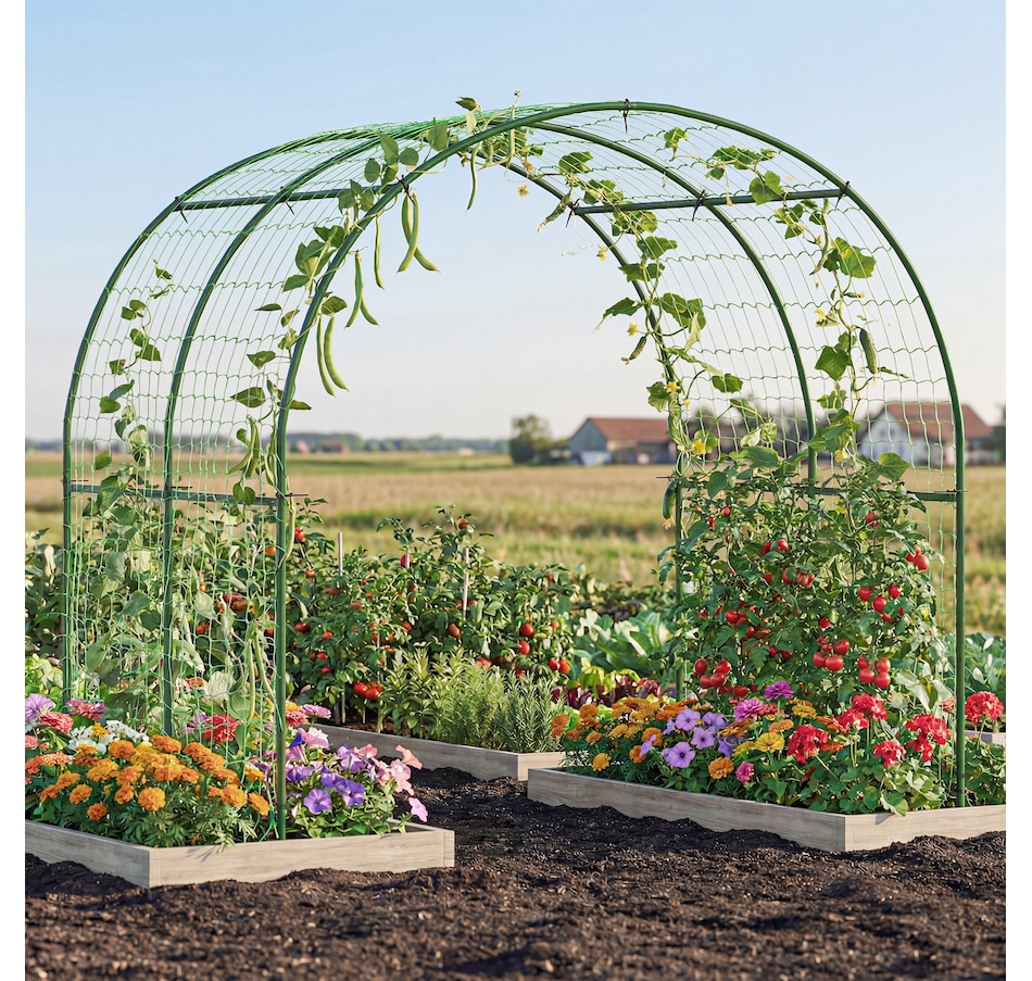 Image 930636_ALTMORE6.jpg, Product 930-636 / Price $125.99, Outsunny Garden Arch Trellis, 7.1FT Tall Cucumber Trellis with Net from Outsunny on TSC.ca's Home & Garden department