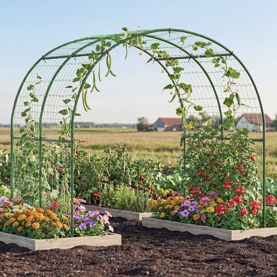 Image 930636_ALTMORE6.jpg, Product 930-636 / Price $125.99, Outsunny Garden Arch Trellis, 7.1FT Tall Cucumber Trellis with Net from Outsunny on TSC.ca's Home & Garden department