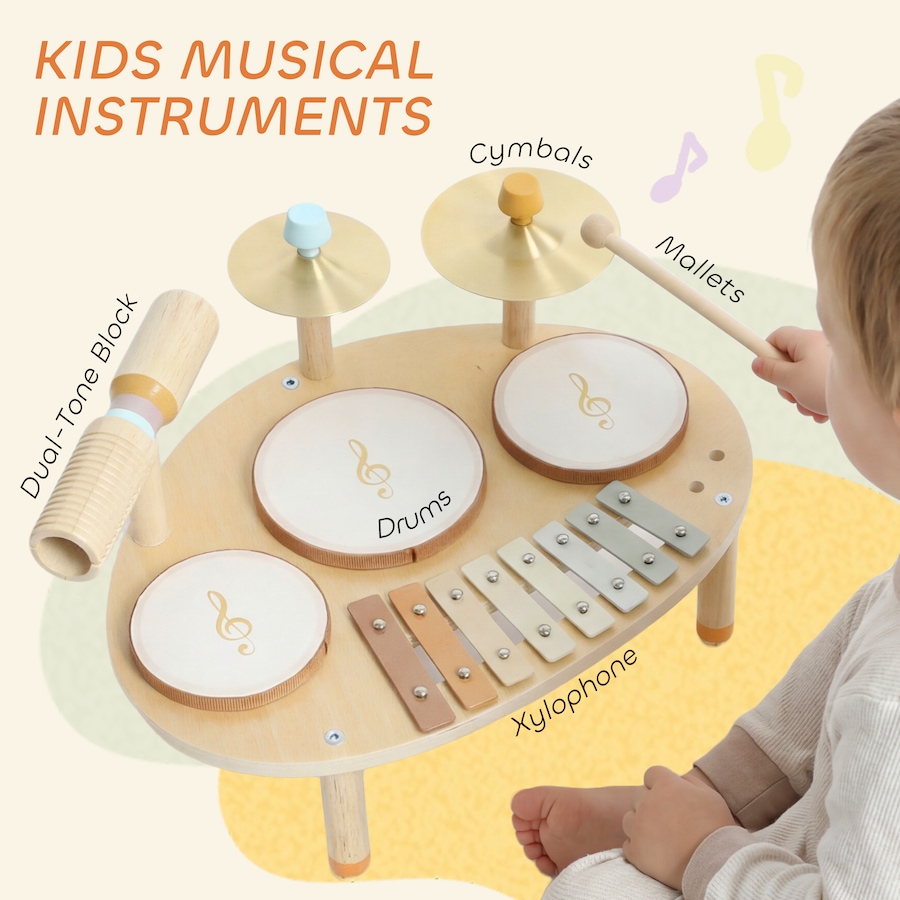 Image 930962_ALTMORE3.jpg, Product 930-962 / Price $36.99, Qaba Toddler Drum Set, 4-in-1 Musical Instruments with Drums and Xylophone from Qaba on TSC.ca's Toys & Hobbies department