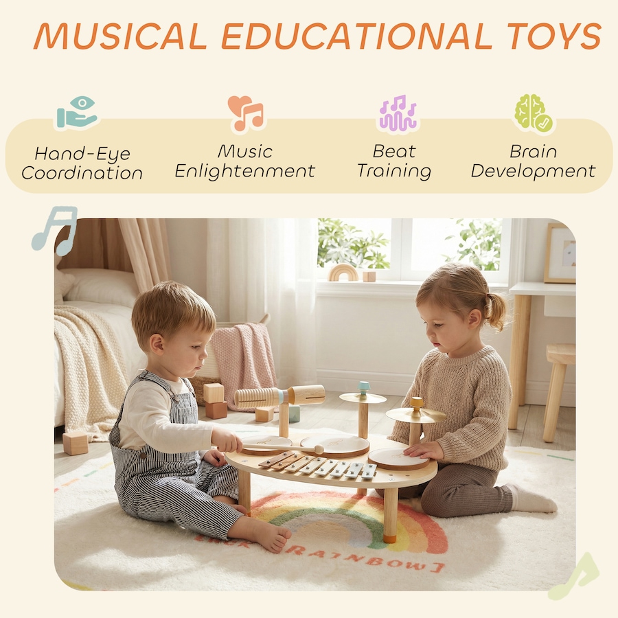 Image 930962_ALTMORE4.jpg, Product 930-962 / Price $36.99, Qaba Toddler Drum Set, 4-in-1 Musical Instruments with Drums and Xylophone from Qaba on TSC.ca's Toys & Hobbies department