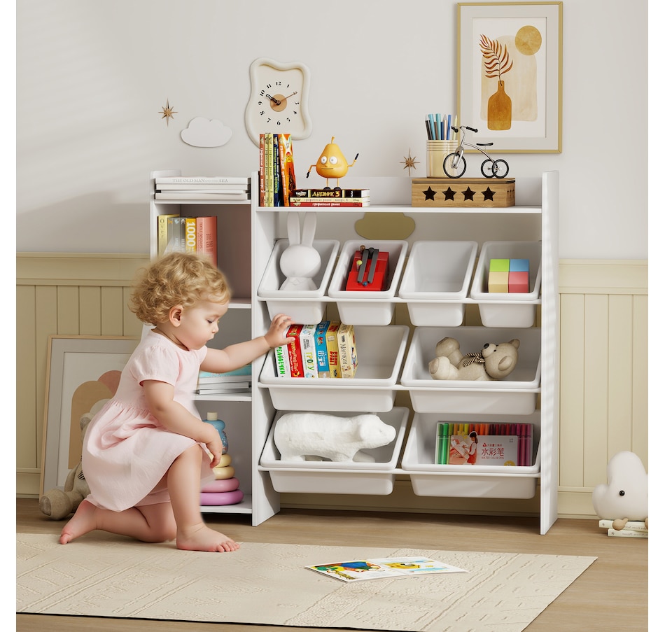 Image 930965_ALTMORE1.jpg, Product 930-965 / Price $129.99, Qaba Kids Bookshelf and Toy Storage Organizer with 8 Removable Bins, White from Qaba on TSC.ca's Home & Garden department