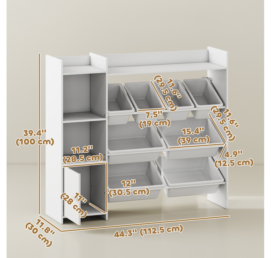 Image 930965_ALTMORE2.jpg, Product 930-965 / Price $129.99, Qaba Kids Bookshelf and Toy Storage Organizer with 8 Removable Bins, White from Qaba on TSC.ca's Home & Garden department