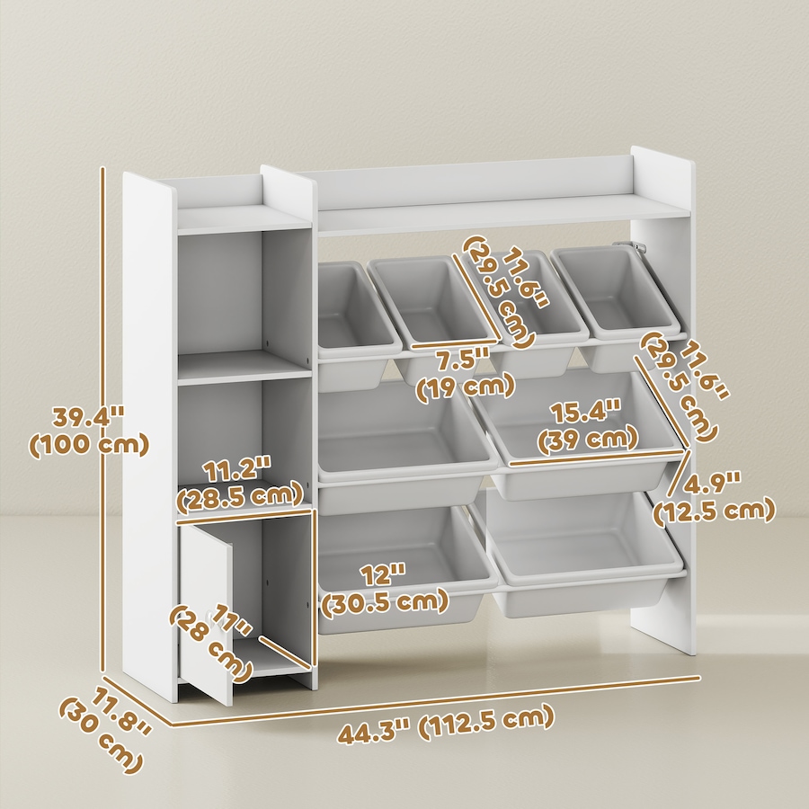 Image 930965_ALTMORE2.jpg, Product 930-965 / Price $125.99, Qaba Kids Toy Storage Organizer with 8 Removable Storage Bins, White from Qaba on TSC.ca's Home & Garden department