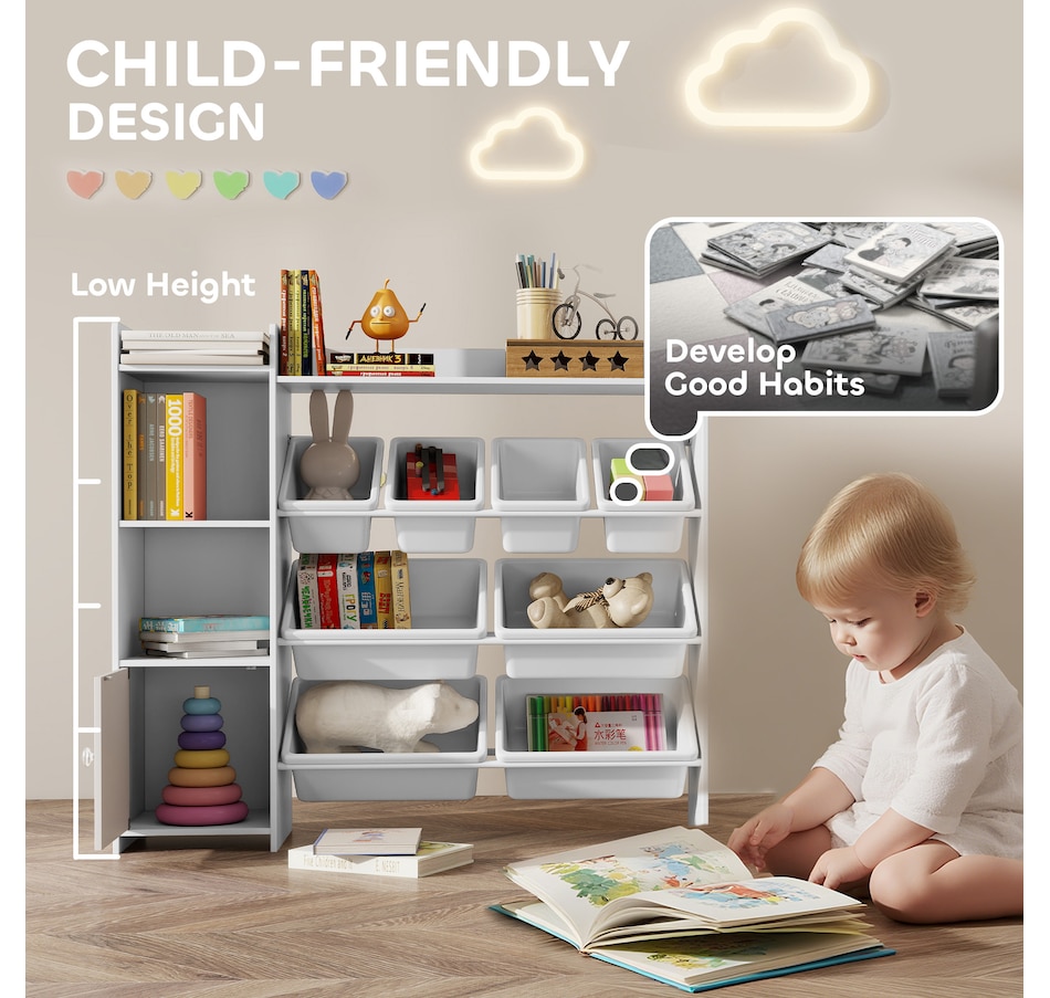 Image 930965_ALTMORE4.jpg, Product 930-965 / Price $129.99, Qaba Kids Bookshelf and Toy Storage Organizer with 8 Removable Bins, White from Qaba on TSC.ca's Home & Garden department
